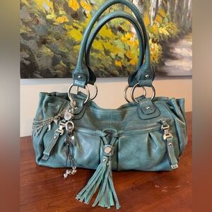 Vintage Genuine Leather Turquoise Metallic Bag, Western Cowgirl Nashville Rock🎸